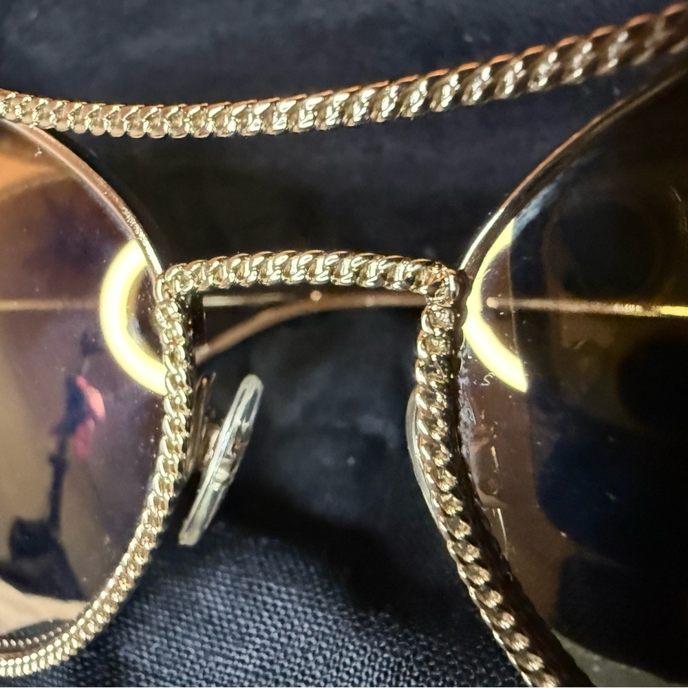 🔥🔥 RARE CHANEL VNTG CHAMPAGNE GOLD  METAL ROPE AVIATOR STYLE SUNGLASSES - Picture 5 of 16
